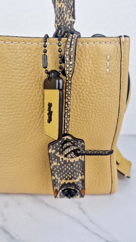 Coach 1941 Rogue 25 in Hay Yellow with Snakeskin Handles - Shoulder Bag Handbag in Pebble Leather Colorblock - Coach 59235