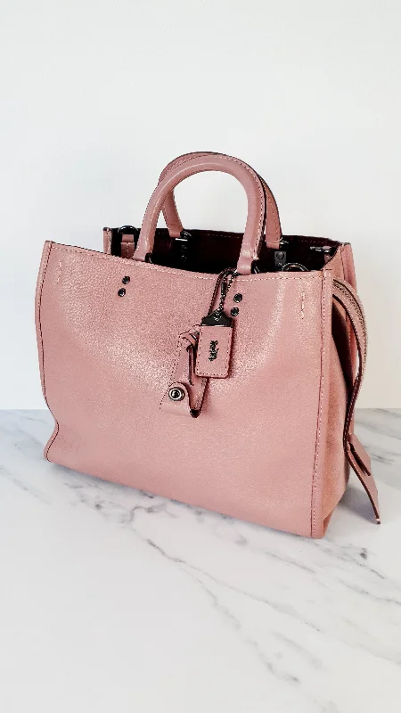 Coach 1941 Rogue 31 in Dusty Rose Pink Mixed Leather with Burgundy Suede - Satchel Handbag