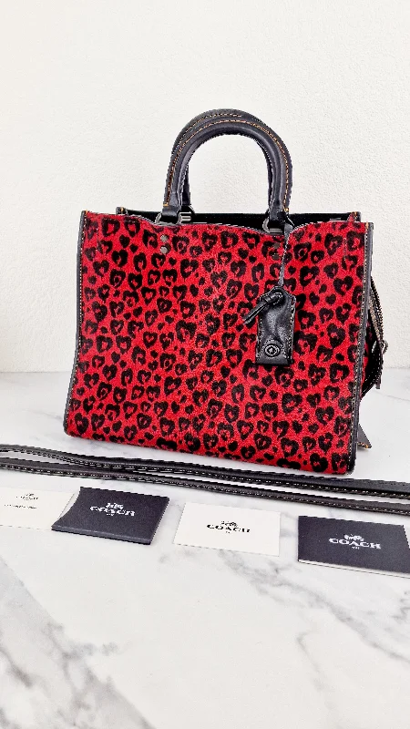 Coach 1941 Rogue 31 Wild at Heart Red Leopard Calfhair Haircalf & Black Leather - Satchel Handbag Coach 54554