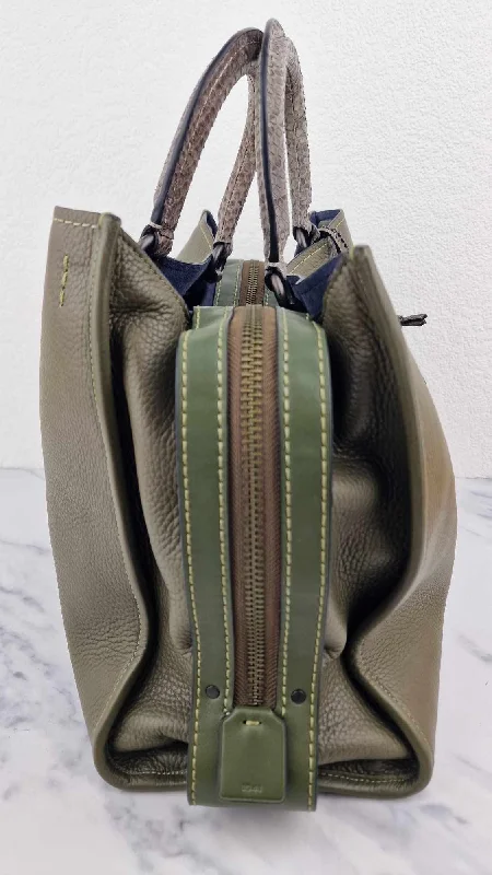 Coach 1941 Rogue 36 in Army Green Olive with Genuine Snakeskin Handles - Shoulder Bag Handbag - Coach 58965