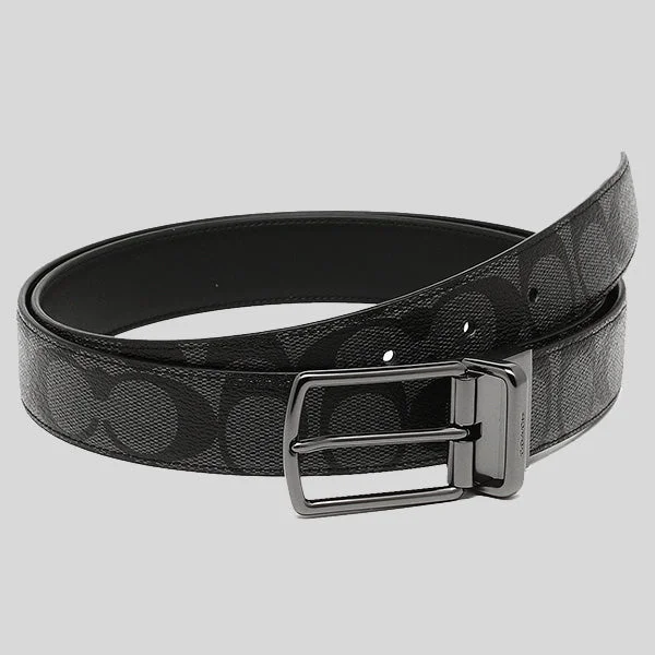 COACH Men's Modern Harness Cut-To-Size Reversible Signature Coated Canvas Belt Black F64825