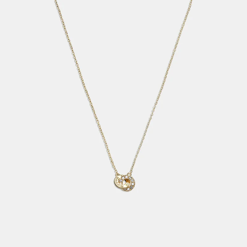 Coach Outlet Interlocking Open Circle Pearl Pendant Necklace