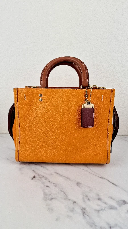 Coach Rogue 25 Colorblock Papaya Orange Leather & Suede - Handbag Crossbody Shoulder Bag - Coach C5575