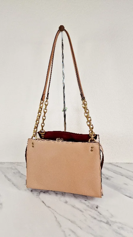 Coach 1941 Rogue Shoulder Bag in Beechwood Chalk Burgundy Smooth Leather Colorblock & C-chain straps - Coach 27054