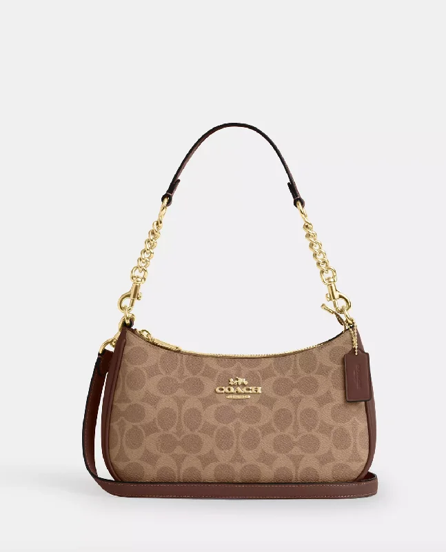 Coach Teri Shoulder Bag In Signature Gold Tan Brown