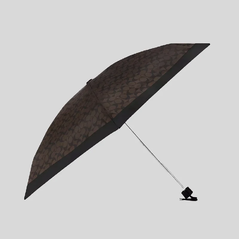 COACH UV Protection Signature Mini Umbrella Brown/Black C4322