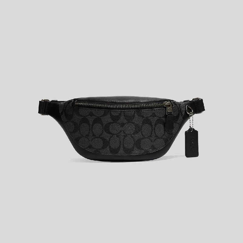 COACH Warren Mini Belt Bag In Signature Canvas Charcoal CJ707