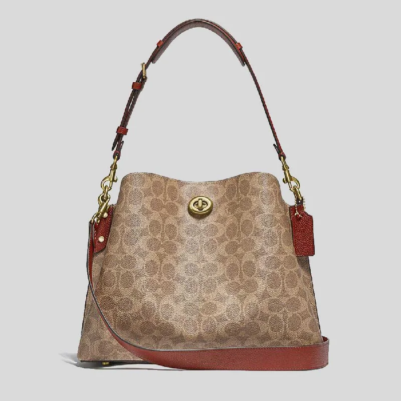 COACH Willow Shoulder Bag In Signature Canvas Tan Rust C2745