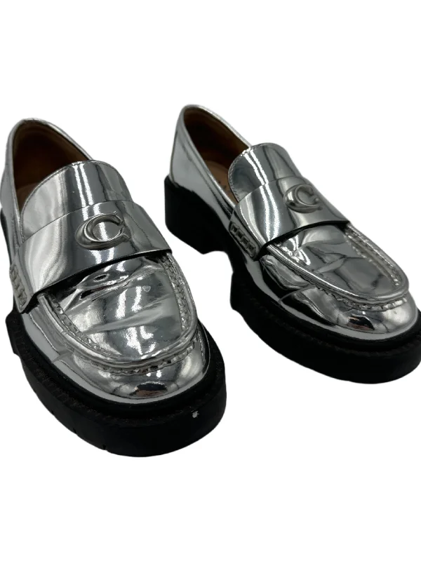 Shoes Designer By Coach In Silver, Size: 6