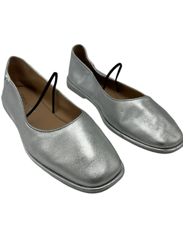 Shoes Designer By Coach In Silver, Size: 6