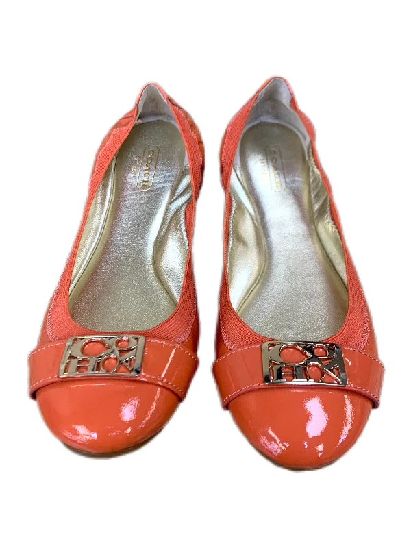 Shoes Flats By Coach In Orange, Size: 9