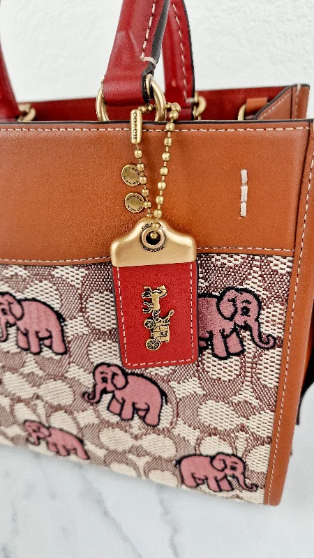 Coach Rogue 25 Signature Textile Jacquard with Embroidered Pink Elephants 1941 Handbag - Coach C6165