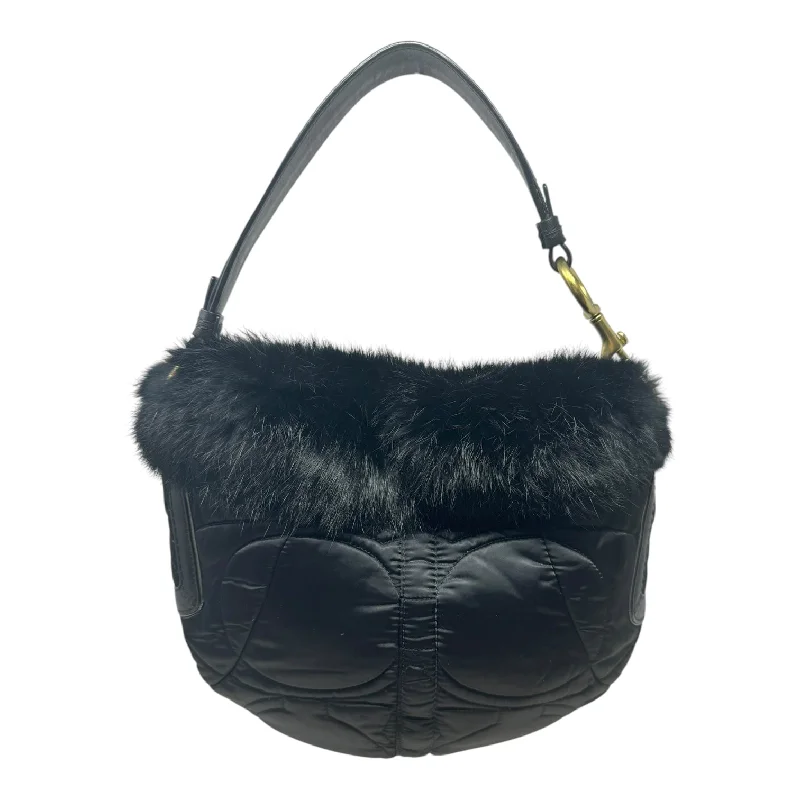 Legacy Soho Ski Rabbit Fur Quilted Satin Hobo Bag Designer By Coach, Size: Medium