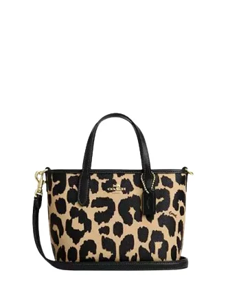 Coach City Mini Tote Bag With Leopard Print