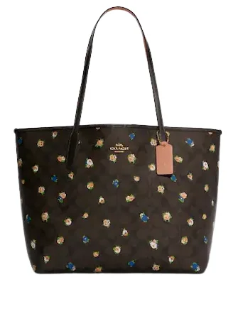 Coach City Tote In Signature Canvas With Vintage Mini Rose Print