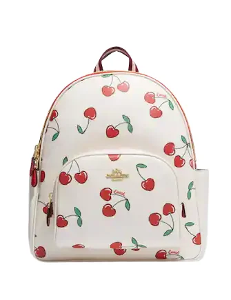 Coach Court Backpack With Heart Cherry Print