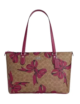 Coach Gallery Tote Bag In Signature Canvas With Bow Print