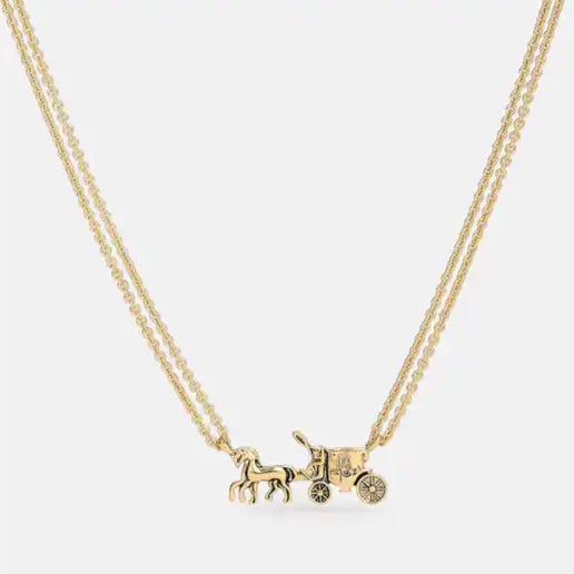 Horse And Carriage Double Chain Necklace