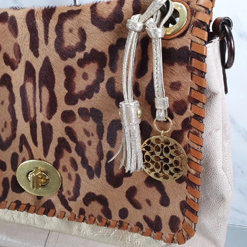 Rare Coach Calf Hair Leopard Ocelot Snake Embossed Shoulder Bag